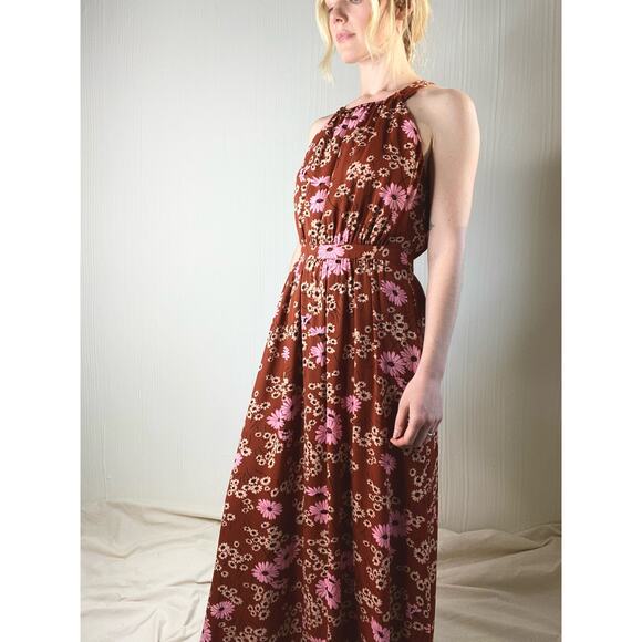 MADEWELL Hillside Halter Floral Midi Dress in Hillside Daisies US SMALL - Picture 2 of 13